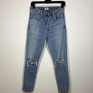 Citizens of Humanity Denim Jean 25 Liya High Rise Classic Fit Crop Distressed